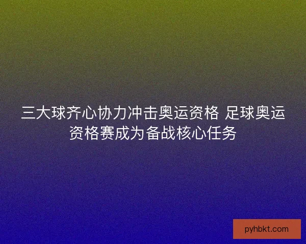 三大球齐心协力冲击奥运资格 足球奥运资格赛成为备战核心任务